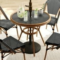 thumbnail image 5 of Martha Stewart 31.5" Round Indoor-Outdoor Bistro Dining Table with Natural Woodgrain Aluminum Finish Frame and Black/White Woven Rattan Tabletop, 5 of 10
