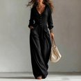 thumbnail image 2 of JoveMarine Jumpsuits for Women Casual V Neck Long Sleeve - with Pockets Everyday One Piece, Womens Jumpsuits Relaxed Fit Jumpsuit, Casual Jumpsuits for Women for Daily,Black L, 2 of 6
