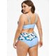 thumbnail image 4 of Más el tamaño de la impresión floral del enrejado del bikini Set Rosegal Camisetas sin mangas de talla grande, 4 of 5