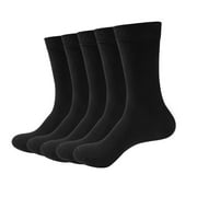 Bamboo Men Crew sock Dress Sock Quarter Sock Breathable Comfort Cool soft Sock 5 Pairs (Black, Large)