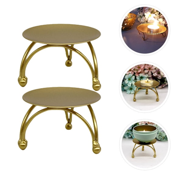 FENGGUIQU 2Pcs Simple Golden Candle Stand Iron Art Candlesticks Suitable for Office and Home