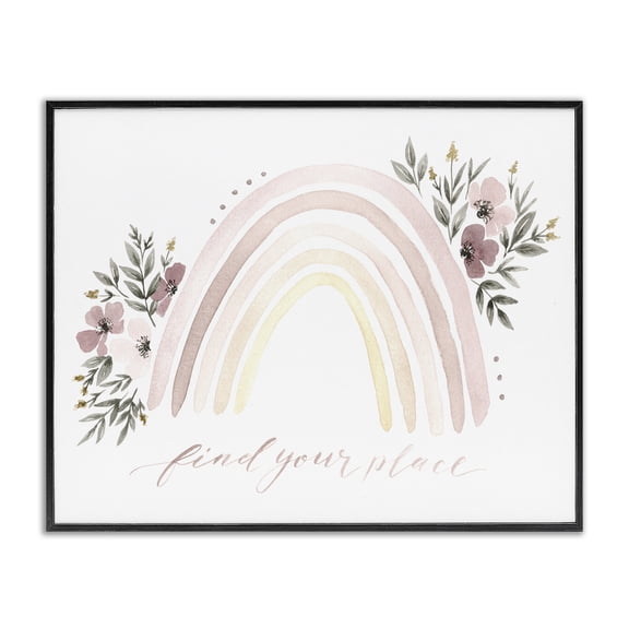 Stupell Industries Eclectic Find Your Place Floral Rainbow Black Framed Giclee Art, 14 x 11, by Ella Grace Designs