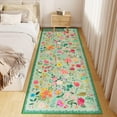 thumbnail image 4 of Wondo Anti-Skid Floral Runner Rug 2'x6' with Rubber Backing - Machine Washable Carpet Runner for Hallways, Kitchen, Bedroom, Bathroom & Laundry Room (Green), 4 of 8