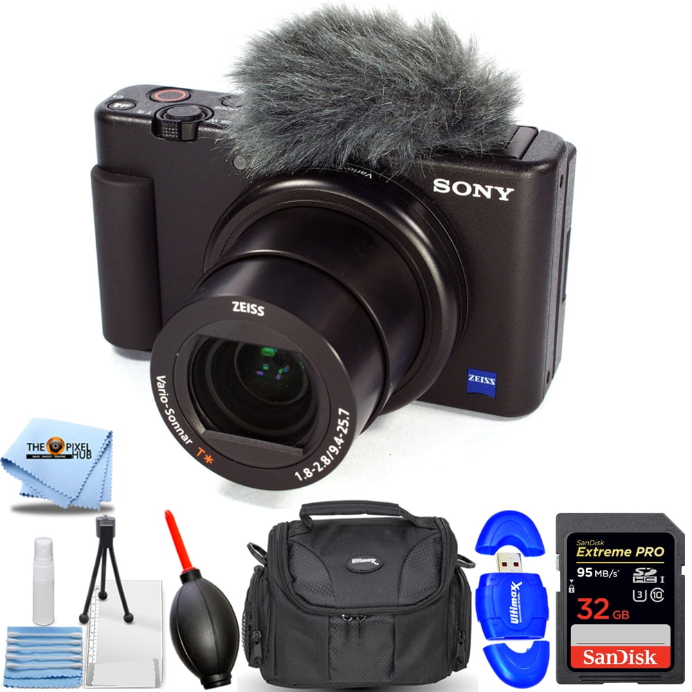  ZV-1F Vlogging Camera, Black, Bundle with SanDisk Extreme 32GB  SD Card, Camera Bag for Point and Shoot Camera and Accessories, Complete  Sony Digital Vlog Camera Kit (3 Items) : Electronics