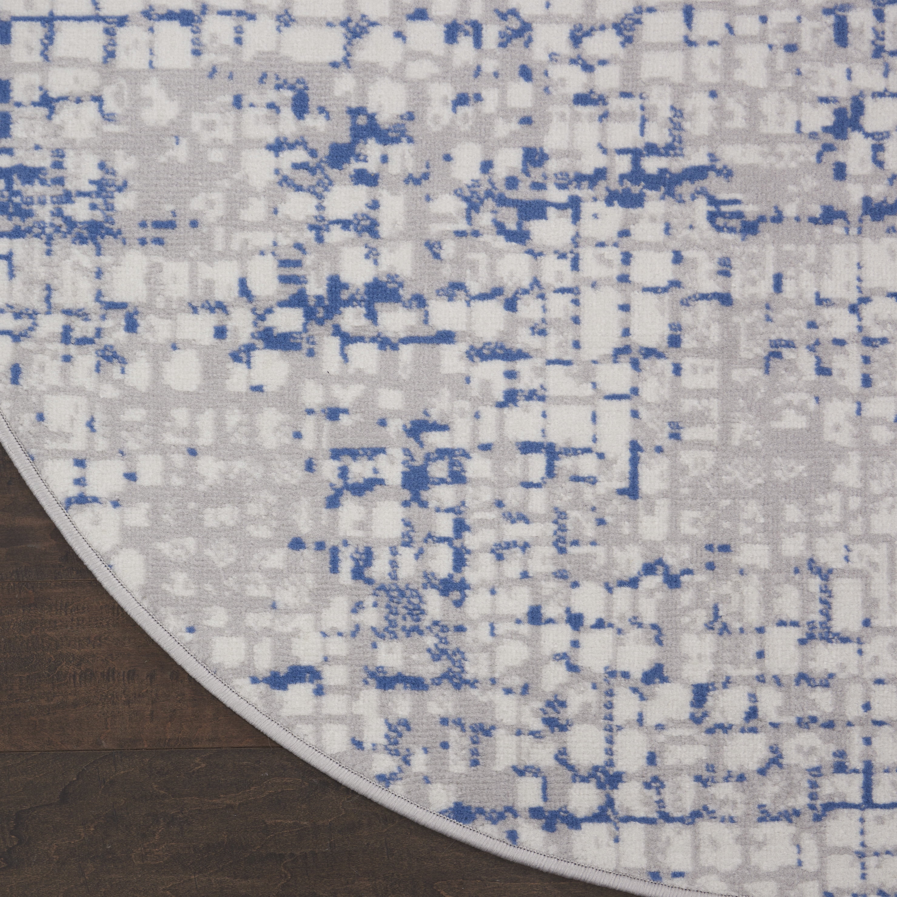 Nourison Whimsicle Artistic Modern Grey Blue 8' x round Area Rug, (8' Round)