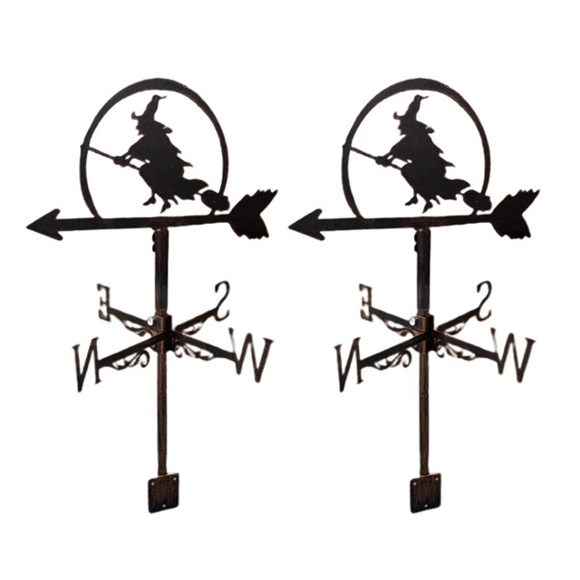 2x Negro de material acero Inoxidable Flying Witch Weathervane Weather Vane Yard Barn Scene