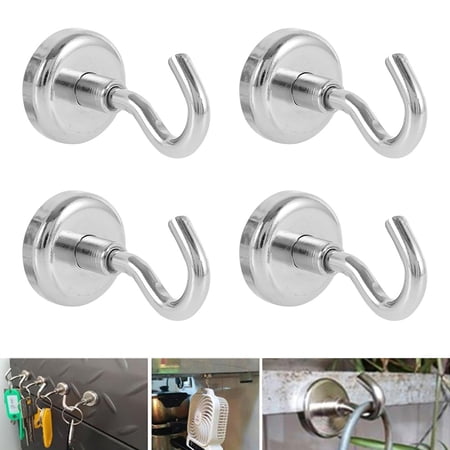 

Kuphy 4Pcs Magnetic Hooks 22kg Hanging Hooks Heavy Duty Super Strong Suction Magnet Neodymium Hanger Rust-Free for Doors Cabinets Ceiling Industrial Fixtures