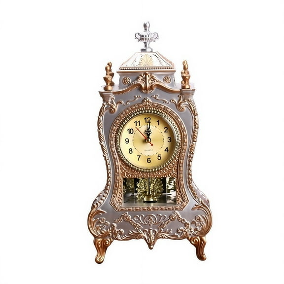 KDJ Vintage Style Table Clock Home Decorative Antique Clocks with 12 Music Songs - for Home Decor