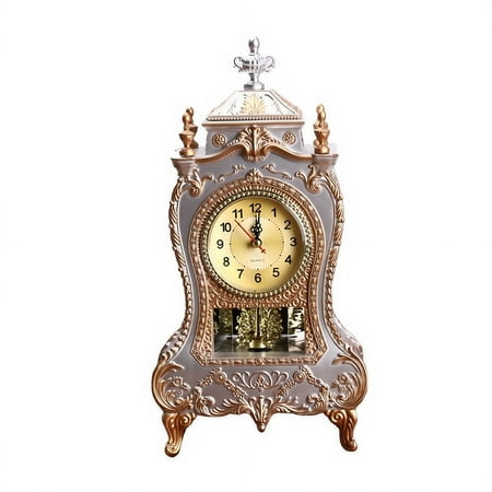 KDJ Vintage Style Table Clock Home Decorative Antique Clocks with 12 Music Songs - for Home Decor