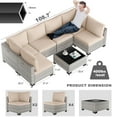 thumbnail image 3 of 7-Piece Patio Furniture Set, Outdoor Patio Furniture with Thick Cushions, Modular Patio Sofa, Dual-Strand Wicker Rattan, Rust-Resistant Frame, Backyard Furniture for Garden, Deck, Khaki, 3 of 7