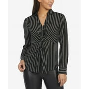 Laundry By Shelli Segal Women's Twist Front Shirt Black Size X-Small