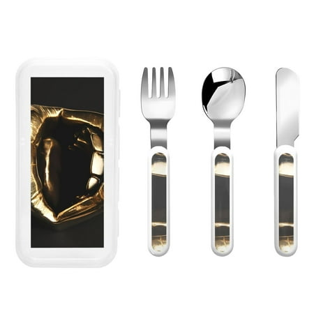 

Salouo Golden Lips Modern Sculpture Pattern 3 Pieces Toddler Utensils Kids Silverware Set Stainless Steel Utensils for Kids Children Safe Spoons Forks & Knife Dishwasher Safe