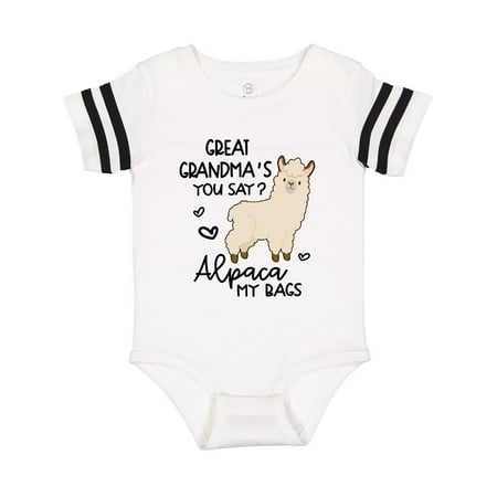 

Inktastic Great Grandma s You Say Alpaca My Bags Gift Baby Boy or Baby Girl Bodysuit