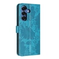 thumbnail image 3 of For Samsung Galaxy S25 5G 6.2" Flower Embossed Buckle Case, Card Slots/Pocket, PU Leather Flip Wallet Case With Short Wrist Strap,Blue,For Galaxy S25(5G), 3 of 7
