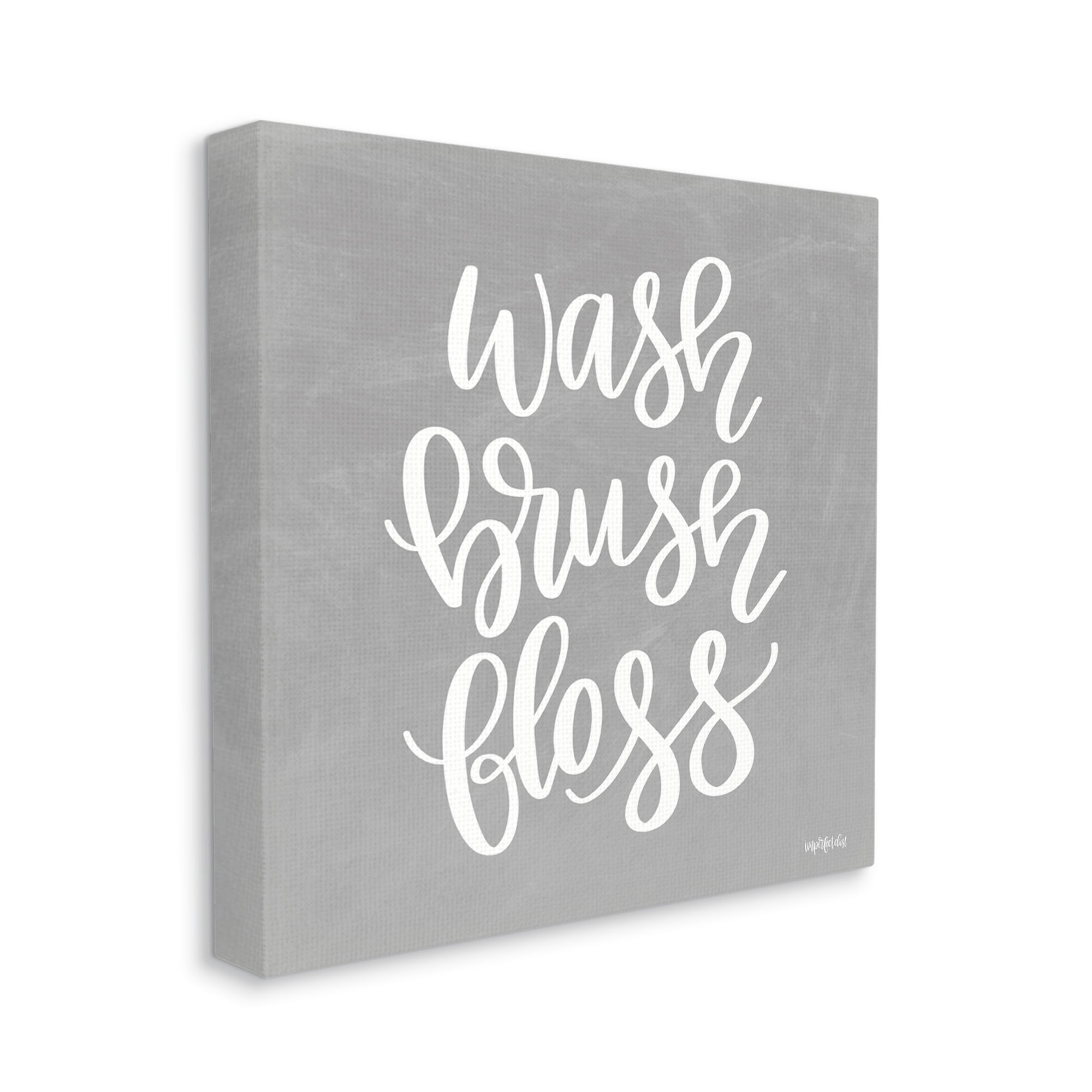 Stupell Industries Wash Brush Floss Simplistic Hygiene Reminder Textured Sign,36 x 36, Design by Imperfect Dust