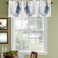 thumbnail image 4 of Navy Blue Abstract Art Valances for Windows, Decorative Rod Pocket Window Valance Curtains, Geometric Luxury Modern Art Short Curtain Drapes for Kitchen/Bathroom/Living Room, 2 Panels, 42" W x 12" L, 4 of 9