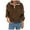 Brown, variant on Fesfesfes Fashion Women Flannel Coat Zipper Patchwork Long Sleeves Tops Plush Pullover Sweatshirt
