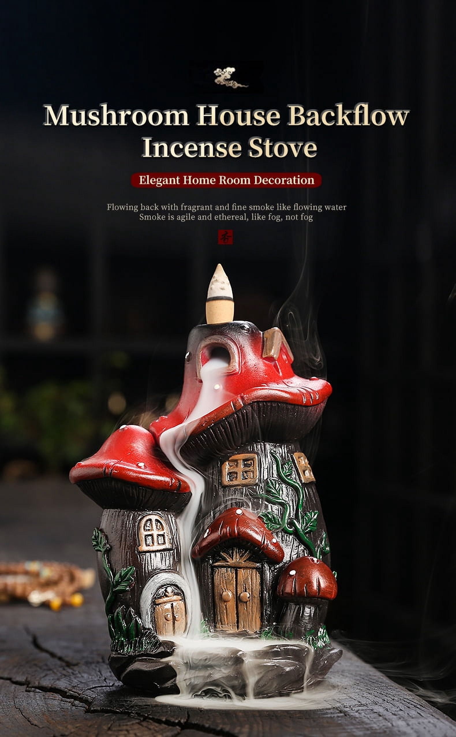 Mushroom Incense Holder, Resin Reflow Incense Burner, Mushroom Incense Stick Holder Waterfall, Aromatherapy Decorative Object, Suitable for Room Decoration