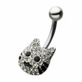 thumbnail image 2 of Clear and Black CZ Feature Cat Head Fixed Belly Button Ring 14ga, 2 of 2