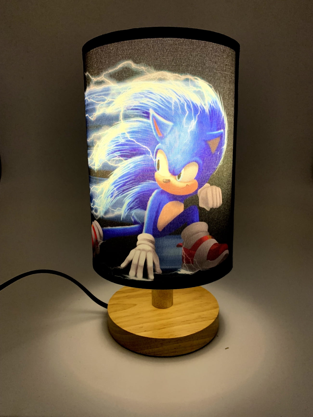 Super Sonic Bedside Night Light Table Lamp Wood Base Room Decoration or Great Gift Ideas