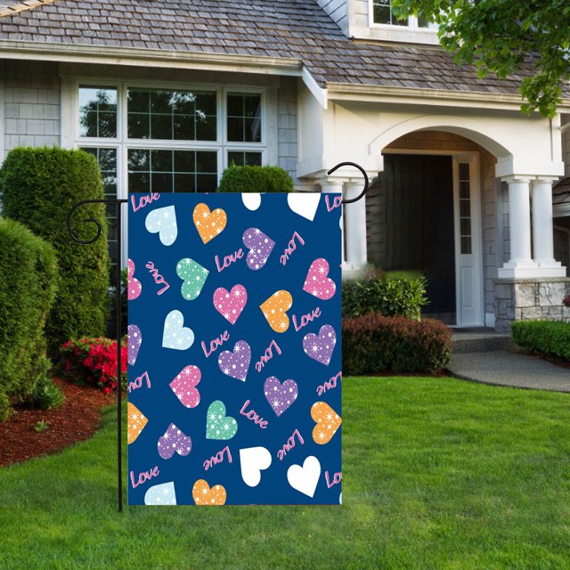 WIFKLSIIPG Valentine's Day Garden Flag Festive Atmosphere Garden Flag(Blue)