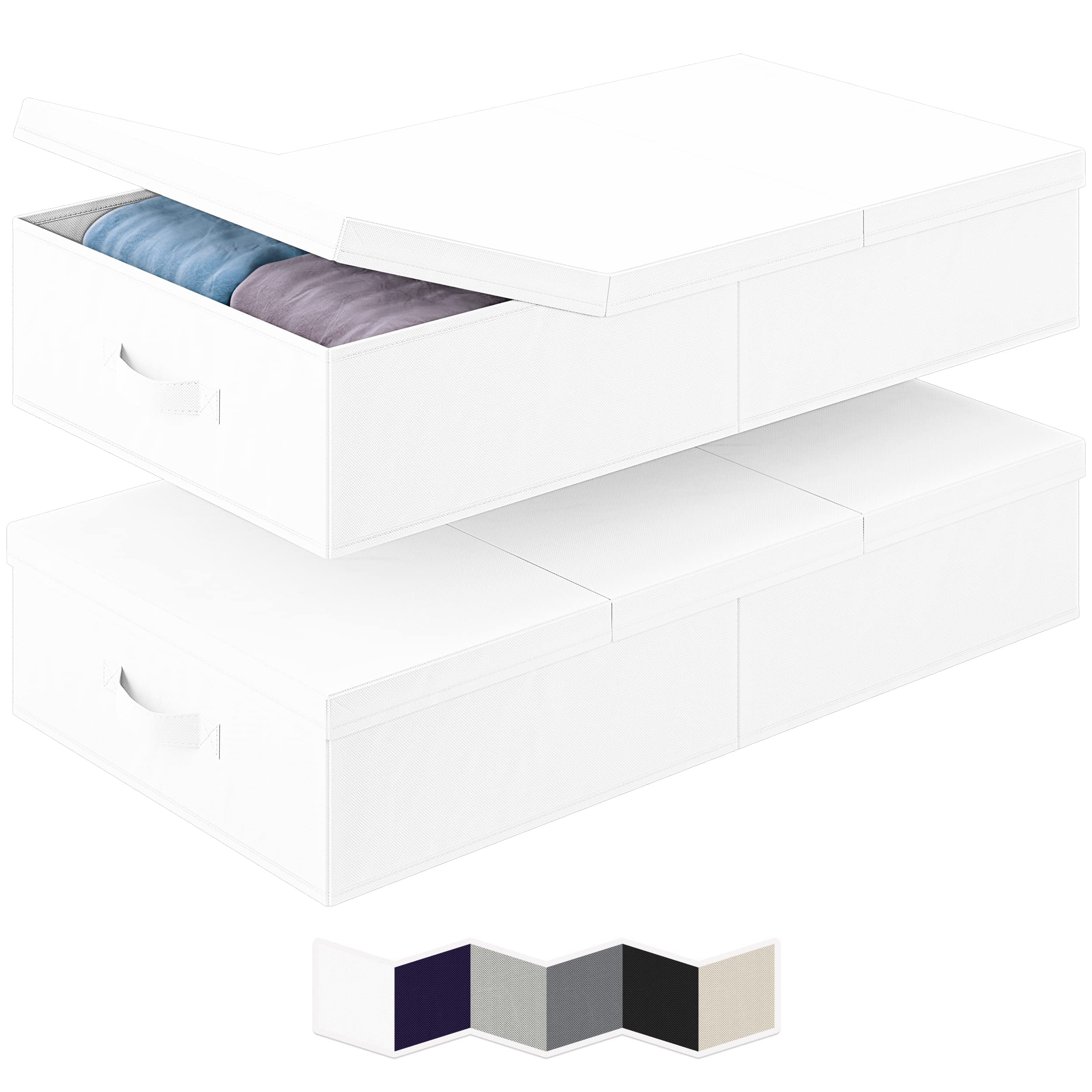 NEATERIZE Under Bed Storage Bins With Lids [Set of 2] Heavyduty MDF Long Flat Stackable