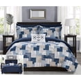thumbnail image 1 of Chic Home Millennials 8 Pièces Réversible Patchwork Bohème Paisley Lit Design Imprimé dans un Ensemble de Draps de Sac Taies d'Oreiller Décoratifs Coussins Shams Inclus, Grand, Bleu, 1 of 4