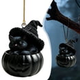 thumbnail image 2 of 1 Pc Halloween Forest Animal Pumpkin Ornaments Cozy Forest Woodland Christmas Ornaments for Christmas Tree Pumpkin Animal Decor 2D Acrylic Hanging Ornament for Home Decor, 3.14 Inch, Black Cat, 2 of 7