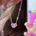 thumbnail image 3 of Collar de la suerte de amor rosa, guardián femenino, collar de amor en forma de corazón, nicho femenino, lujo ligero, regalo de novia, 3 of 6