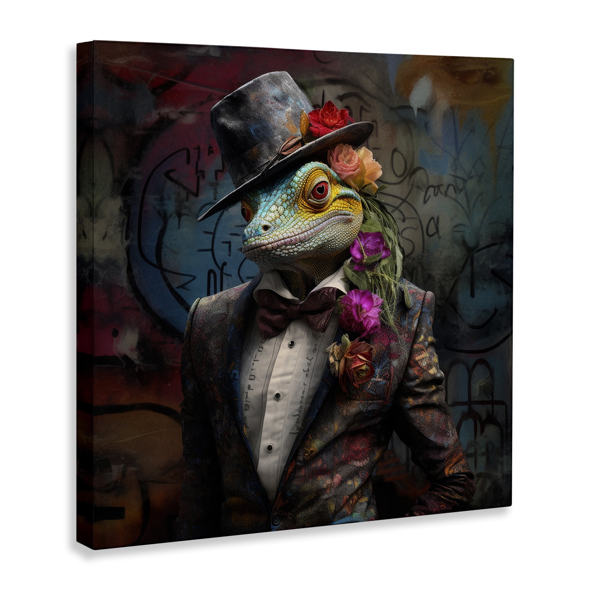 Stupell Industries Urban Graffiti Lizard Animals & Insects Painting Gallery Wrapped Canvas Art Print Wall Art, 17 x 17