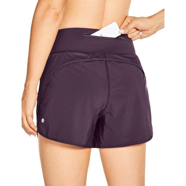 CRZ YOGA Women's Lightweight Quick-Dry Athletic Sports Running Workout  Shorts with Zip Pocket - 4 Inches - Walmart.com