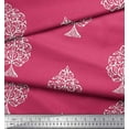 thumbnail image 2 of Soimoi Modal Satin Fabric Dot,Leaves & Floral Block Printed Fabric 1 Yard 42 Inch Wide, 2 of 3