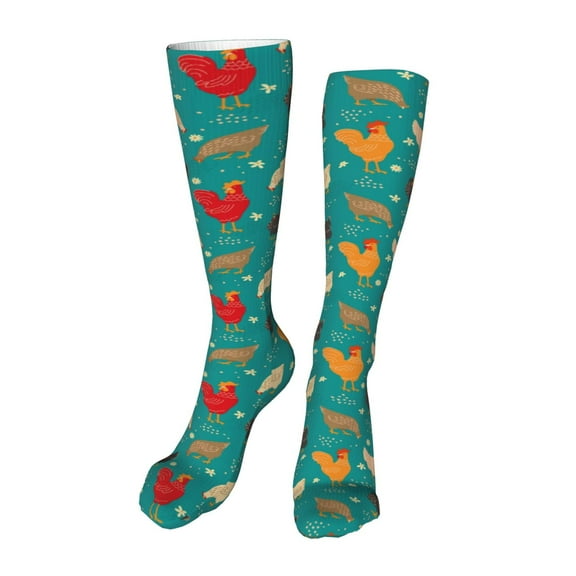 Naloa Cute Hens And Rooster High Stockings Women Thigh High Stockings Over Knee Long Stockings-One Size