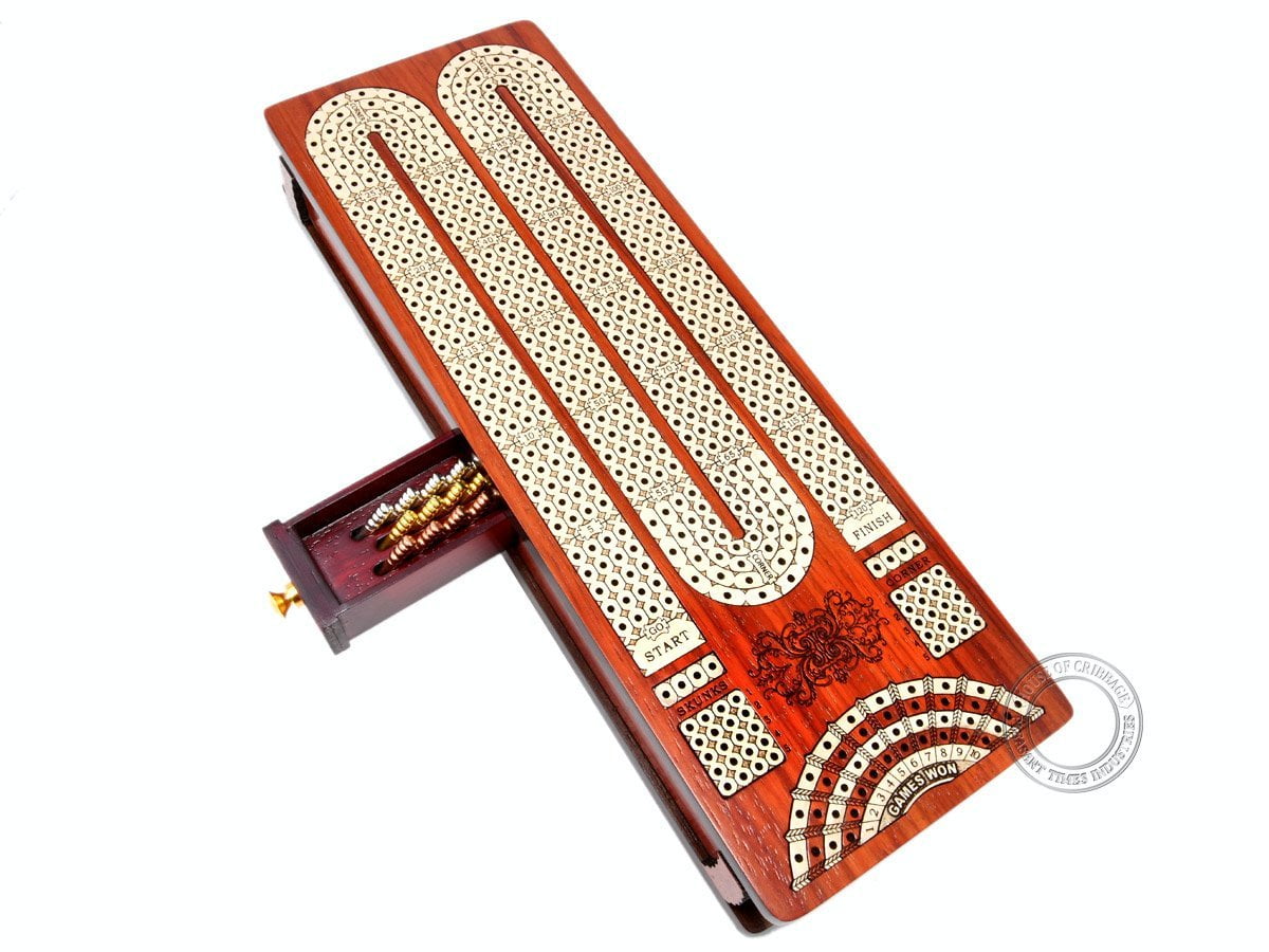 Box Inlaid in Rosewood Continuous Cribbage Board Mapl... Details about   House of Cribbage 