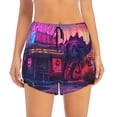 thumbnail image 4 of Lsque Western Style Dinosaur Printed Women's Running Shorts with Liner Pockets,Elastic Quick Dry Workout Athletic Gym Yoga Shorts,Womens High Waist Shorts-Small, 4 of 9