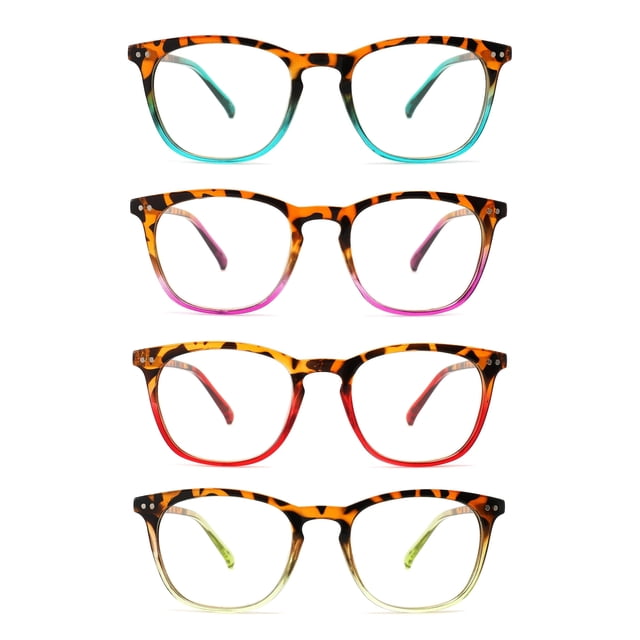Gafas de lectura 25DU cuadradas con bloqueo de luz azul +2.50, paquete de 4