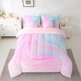 thumbnail image 2 of Castle Fairy Gradient Watercolor Twin Bedding Sets,Ombre Stripes Bedding Comforter Set, 2 of 8
