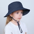 thumbnail image 2 of Toddler Beach Hat UPF 50+ Sun Protection Kids Sun Hat Camping Wide Brim Baby Hats with Mesh Liner Navy Grey 6-12 Months, 2 of 8