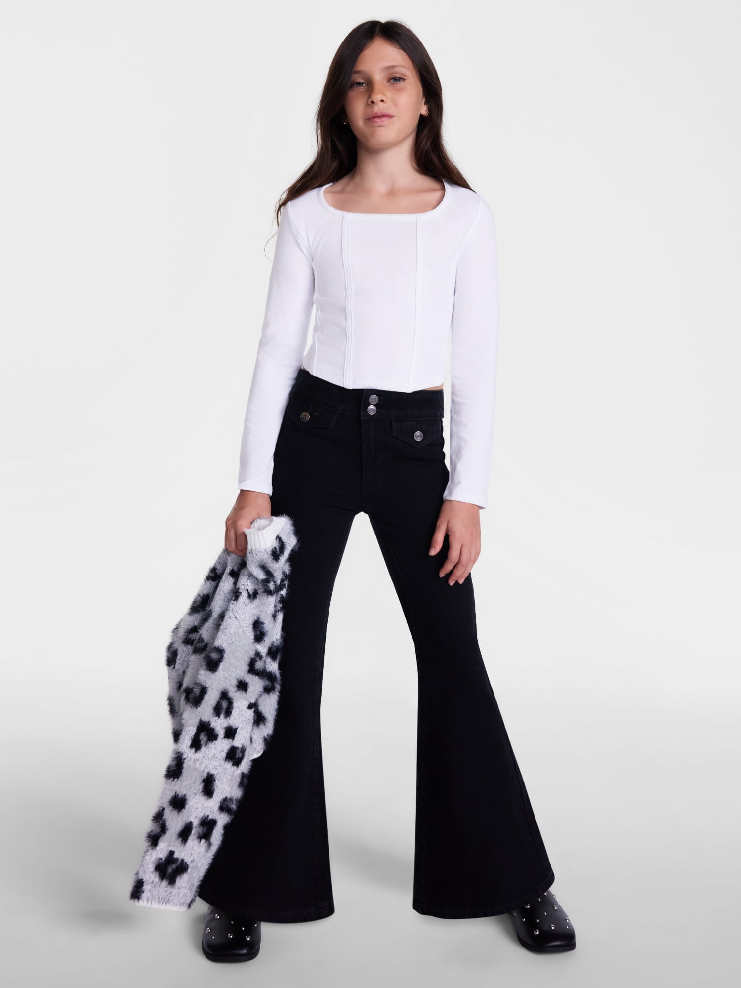 Weekend Academy Girls Corset Top with Long Sleeves, Sizes 4-18