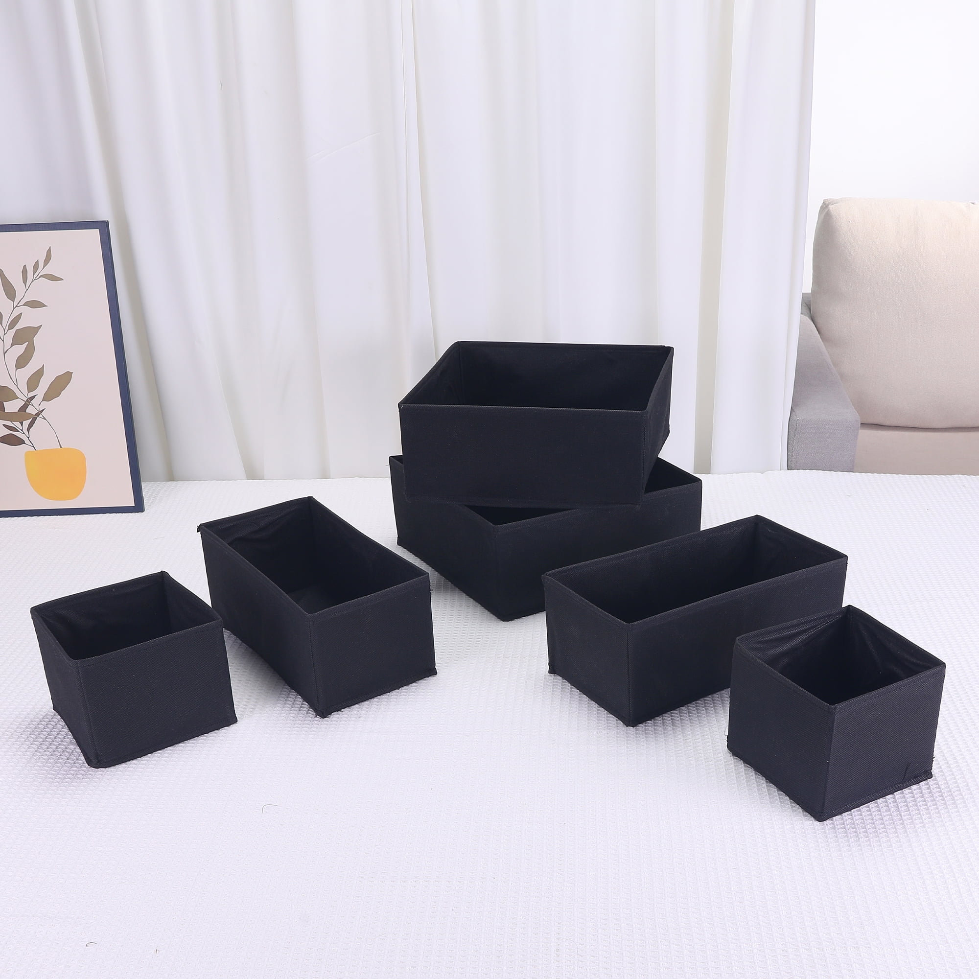 Unique Bargains Fabric Storage Cube Storage Bin Storage Basket Black