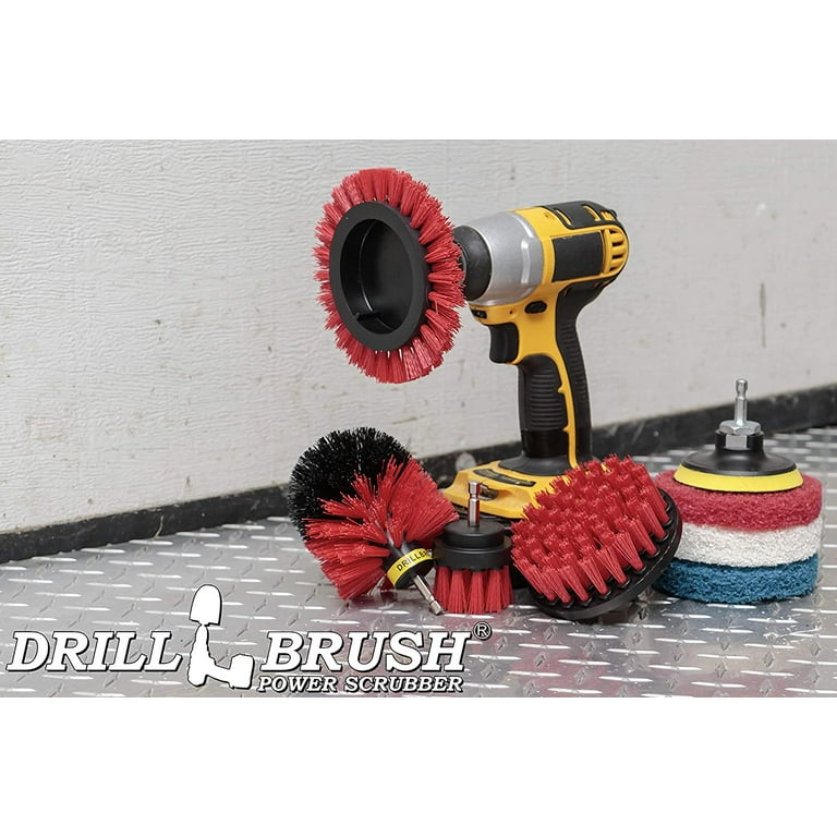 Drill Brush Power Scrubber - Outdoor Drill Powered Scrub Brush - Concrete  Cleaning - Stiff Bristle Deck Brush - Patio Cleaning Brush - Bird Bath