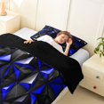 thumbnail image 4 of Manfei 3D Geometric Triangle Twin Comforter Sets, Blue Black Bedding Set, Black Reversible 2pcs, 1 Comforter and 1 Pillowcase, 4 of 6