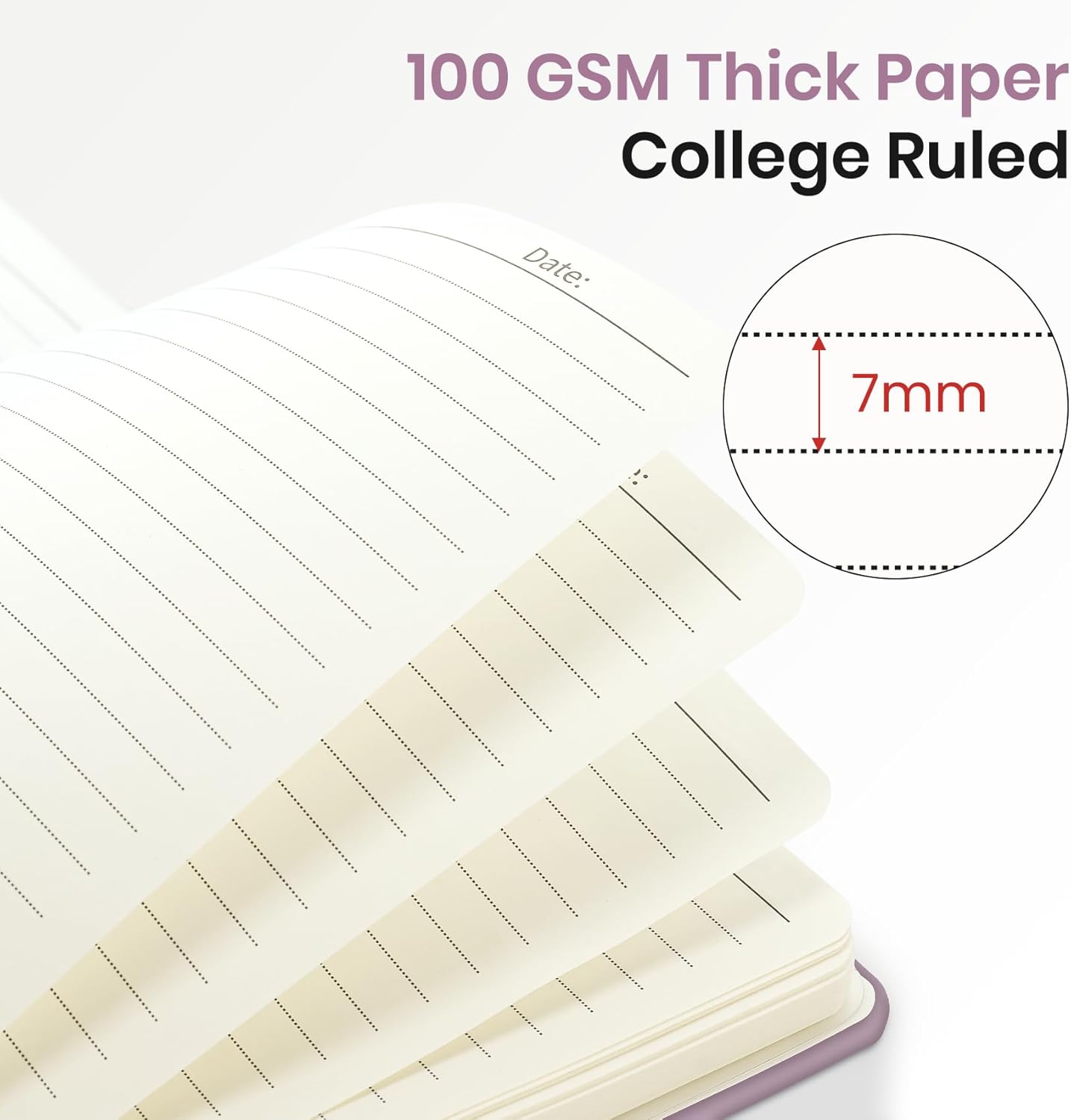Lined Spiral Journal Notebook for Women, 6 Pack, A5 College Ruled Journals for Writing, Hardcover Notebooks for Work, Note taking and Office School Supplies,140 Pages, 6 Pcs - Purple