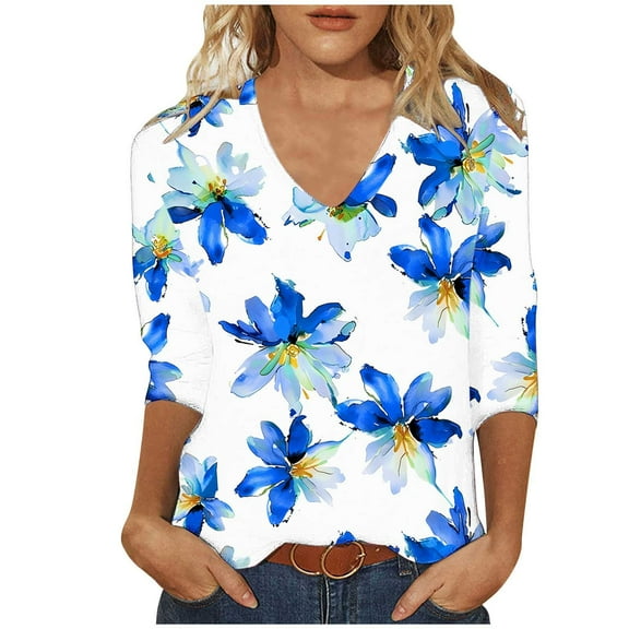 SHE IS My Items Women Shirts Long Sleeve Dressy Womens Tops Casual Cotton Long Sleeve Blouses for Women Dressy Petite Basic White V Neck Tees for Women