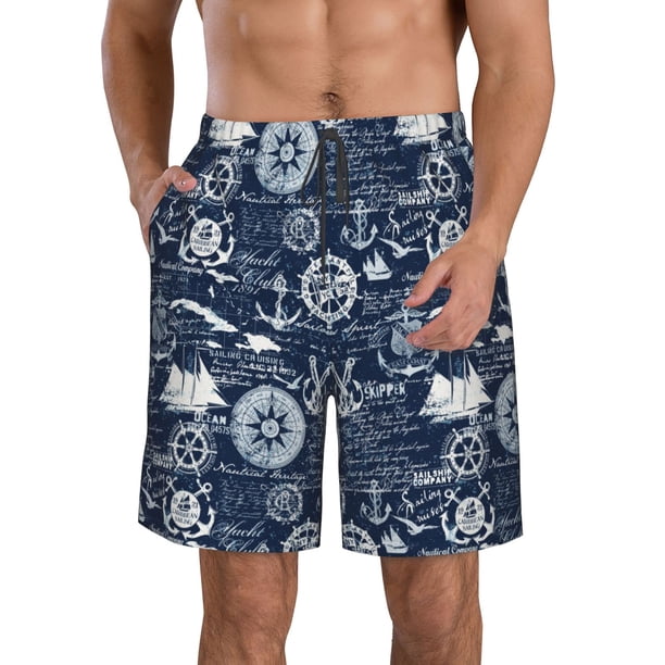 Fotbe Sailing Cruises Nautical Trajes de Baño Estampados para Hombre, Shorts de Verano de Secado Rápido, Ropa de Playa, Bañadores-3X-Large