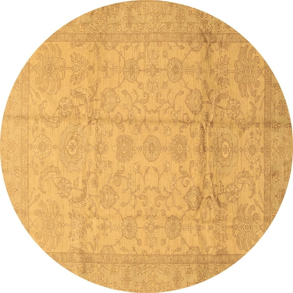 Ahgly Company Indoor Round Oriental Brown Traditional Area Rugs, 3' Round