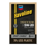 Chevron Havoline Synthetic Blend Motor Oil 5W-20, 6 Quart, Smart Change Box Case (2-Pack)
