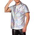 thumbnail image 4 of Lars Amadeus Holographic Shirts for Men's Crew Neck Short Sleeves Metallic Tops, 4 of 5