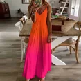 thumbnail image 2 of Neon Orange and Neon Pink Ombre Shade Color Fade Sleeveless Dress Female clothing dresses for official occasions Dress, 2 of 5
