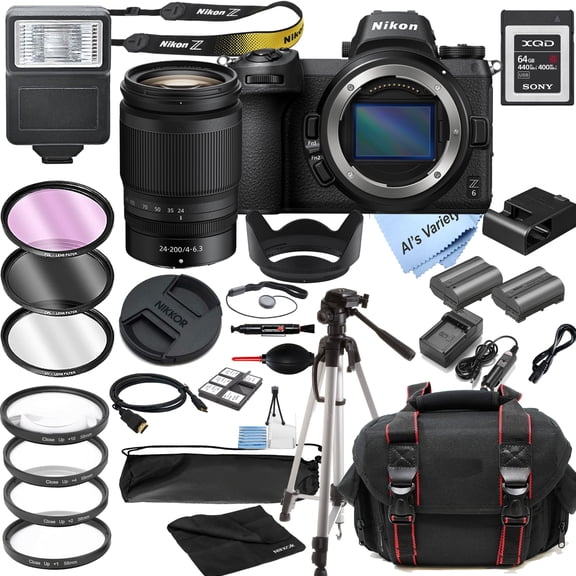 Nikon Z6 Mirrorless Digital Camera 24.5MP W/Nikkor Z DX 24-200mm f/4-6.3 VR Lens   64GB Memory   Case   Tripod   Filters 36pc Bundle